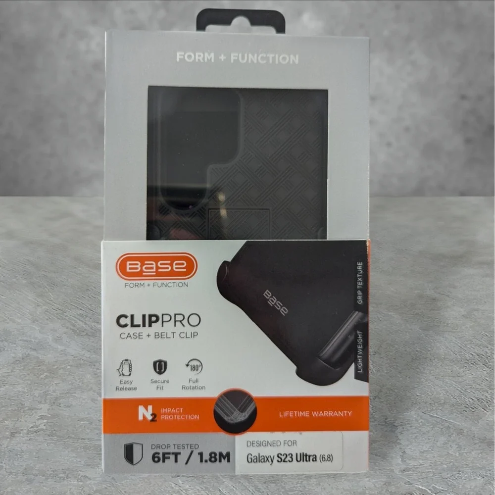 W7. Base ClipPro Case + Belt Clip For Samsung Galaxy S23 Ultra, In Black